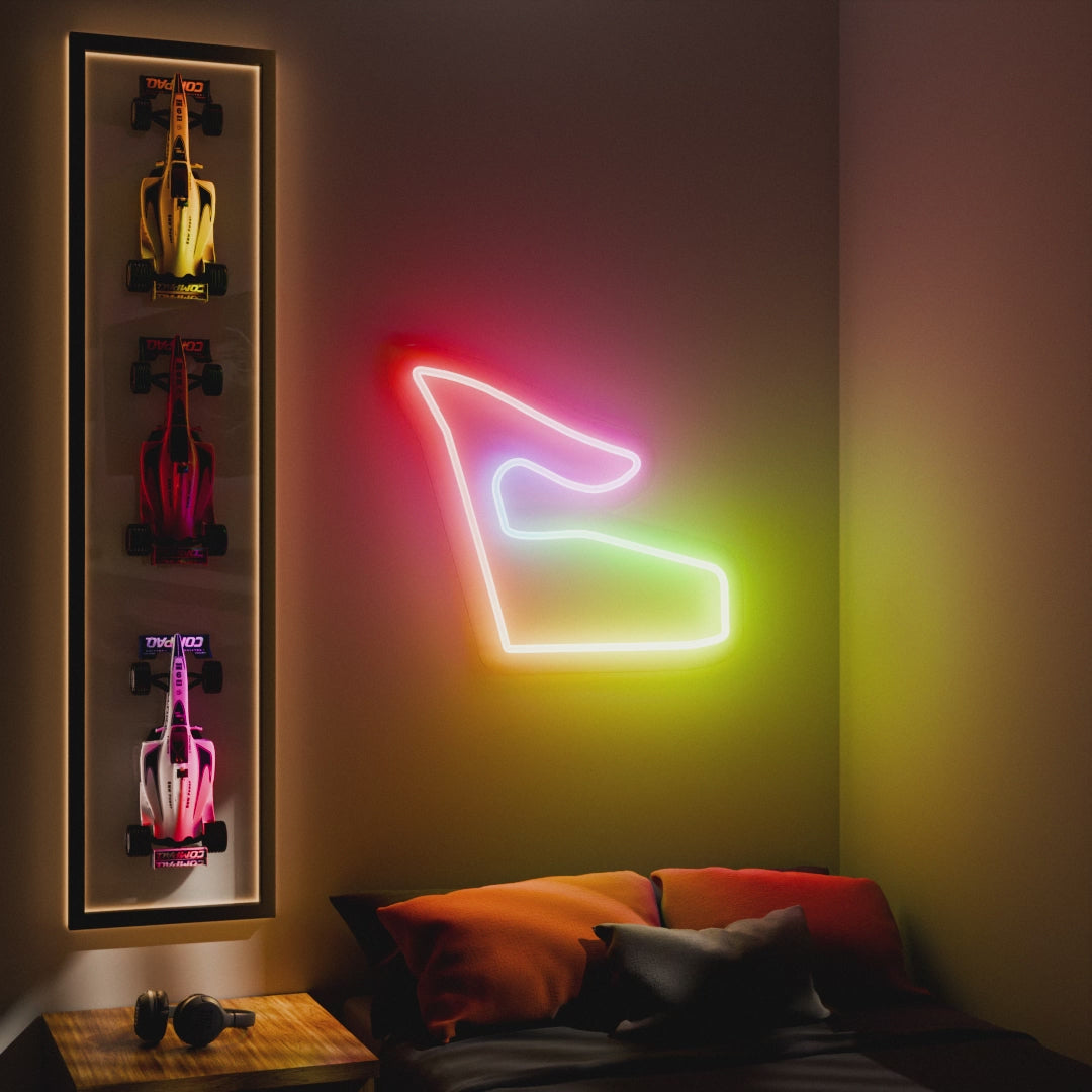RGB Flow Red Bull Ring Spielberg Austria Grand Prix Circuit LED neon wall sign in yellow, red, and blue