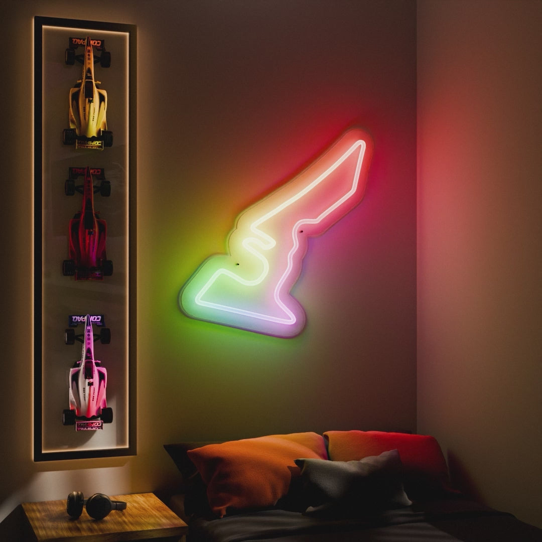 RGB Flow Circuit of the Americas Austin Grand Prix LED neon wall sign in red yellow and blue