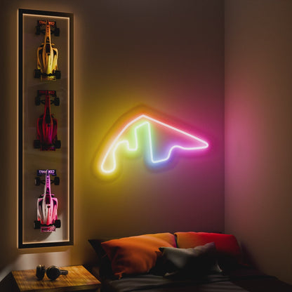 RGB Flow Red Bull Ring Spielberg Austria Grand Prix Circuit LED neon wall sign in yellow, red, and blue
