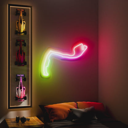 RGB Flow Monaco Grand Prix Circuit LED neon wall sign in red yellow and blue
