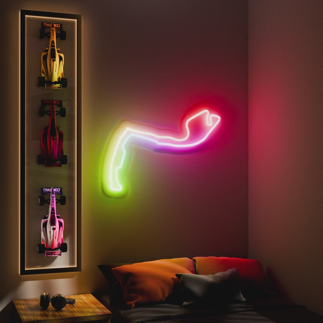 RGB Flow Monaco Grand Prix Circuit LED neon wall sign in red yellow and blue