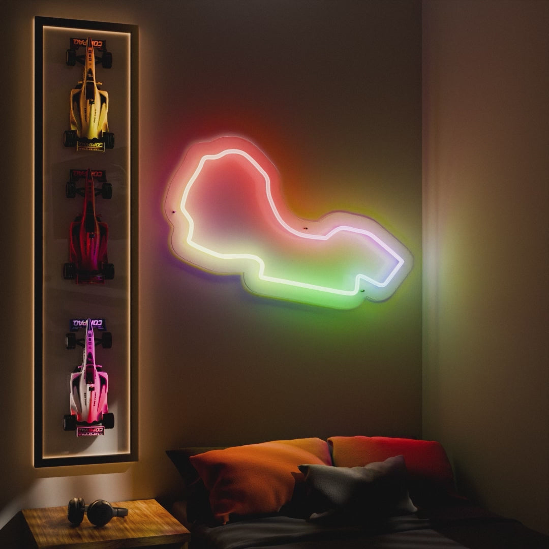 RGB Flow Albert Park Grand Prix Circuit LED neon wall sign in blue yellow and red