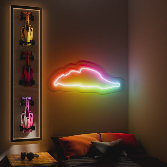 RGB Flow Gilles Villeneuve Grand Prix Circuit LED neon wall sign in red yellow and blue