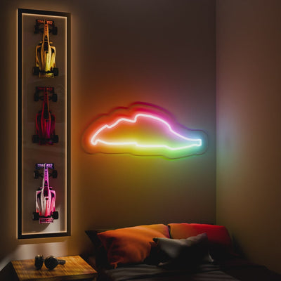 RGB Flow Gilles Villeneuve Grand Prix Circuit LED neon wall sign in red yellow and blue