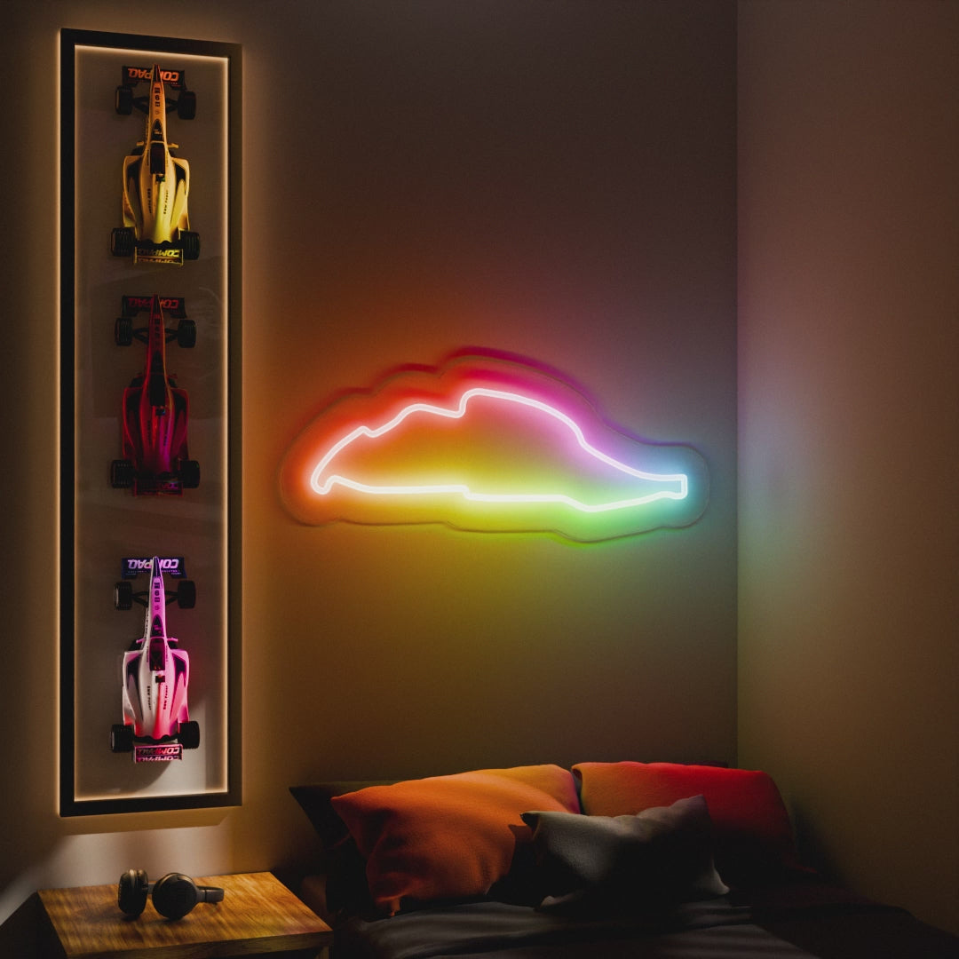 RGB Flow Gilles Villeneuve Grand Prix Circuit LED neon wall sign in red yellow and blue