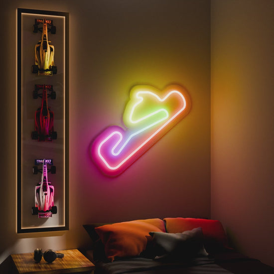RGB Flow Estoril Grand Prix Circuit LED neon wall sign in yellow red and blue