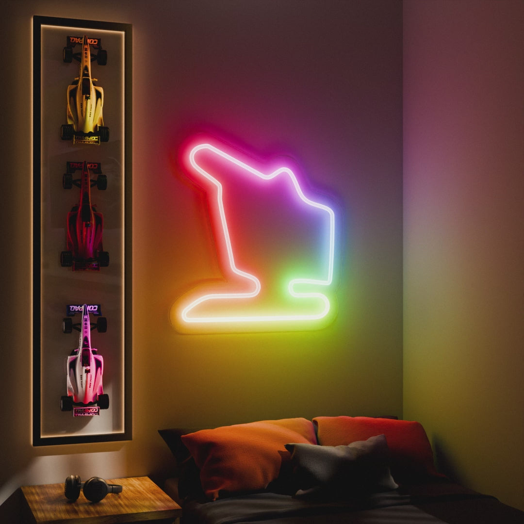 RGB Flow Hungarian Grand Prix Circuit LED neon wall sign in yellow blue and red