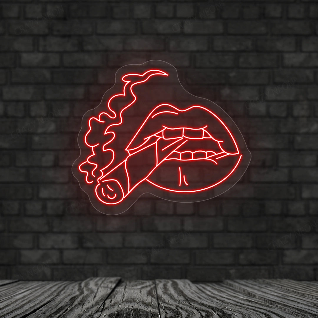 Cigarette in Mouth Neon Sign | Red