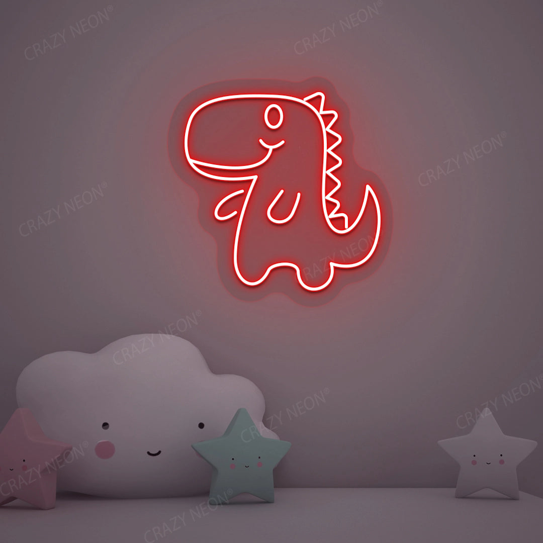 Cute Little Dinosaur Neon Sign | Red