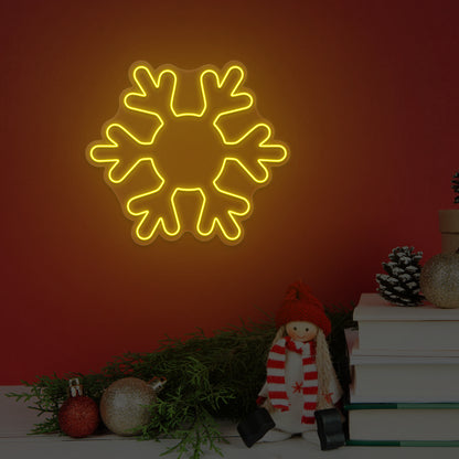 Frosted Snowflake Neon Sign | Yellow
