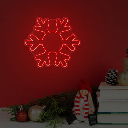 Frosted Snowflake Neon Sign | Red