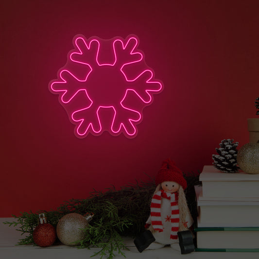 Frosted Snowflake Neon Sign | Pink