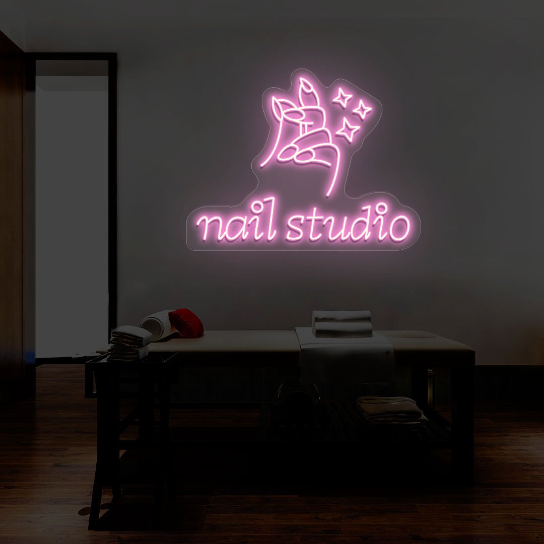 Nail Studio With Hand Neon Sign | CNUS014402 | Pink
