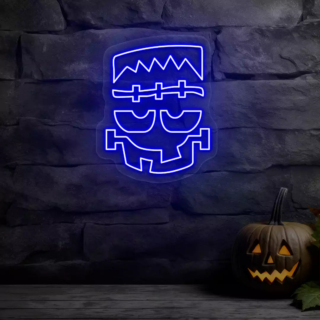 Frankenstein Face Neon Sign | Blue