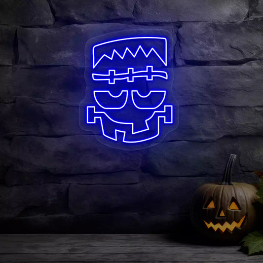 Frankenstein Face Neon Sign | Blue