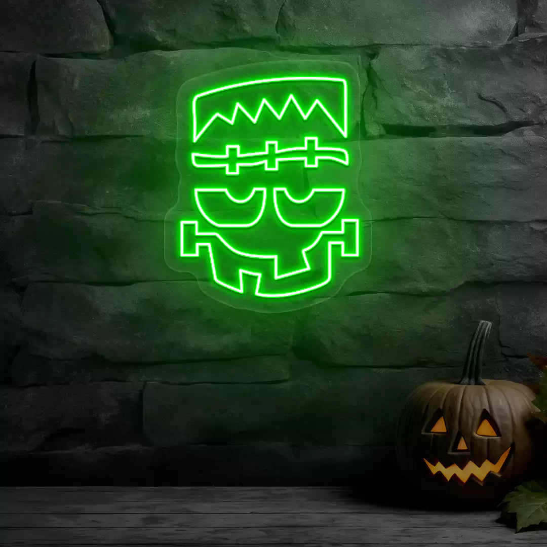 Frankenstein Face Neon Sign | Green
