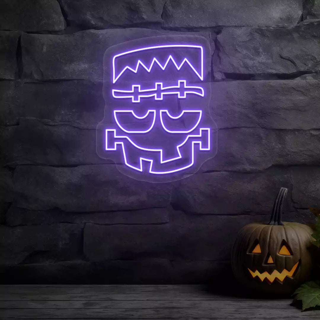 Frankenstein Face Neon Sign | Purple