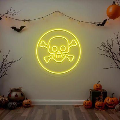 Skull and Crossbones Neon Sign | Yellow