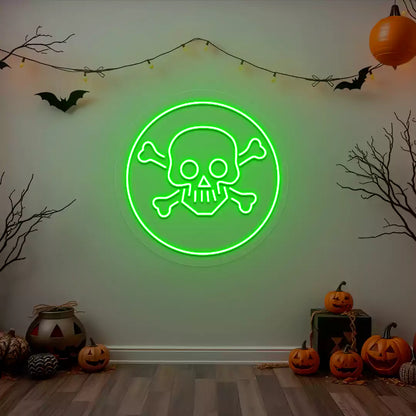 Skull and Crossbones Neon Sign | Green