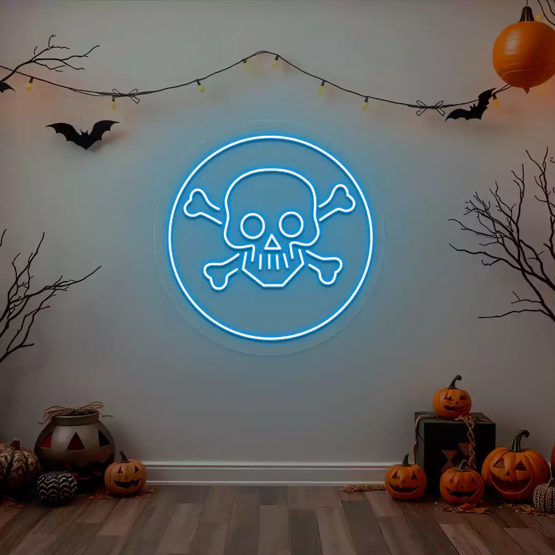Skull and Crossbones Neon Sign | Iceblue