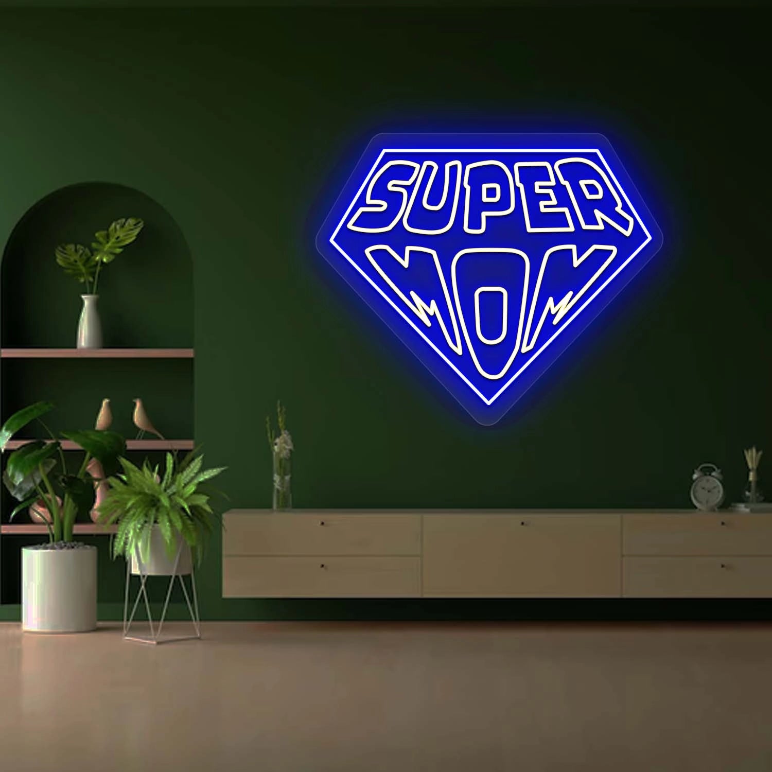 Super Mom Led Neon Sign | Blue 