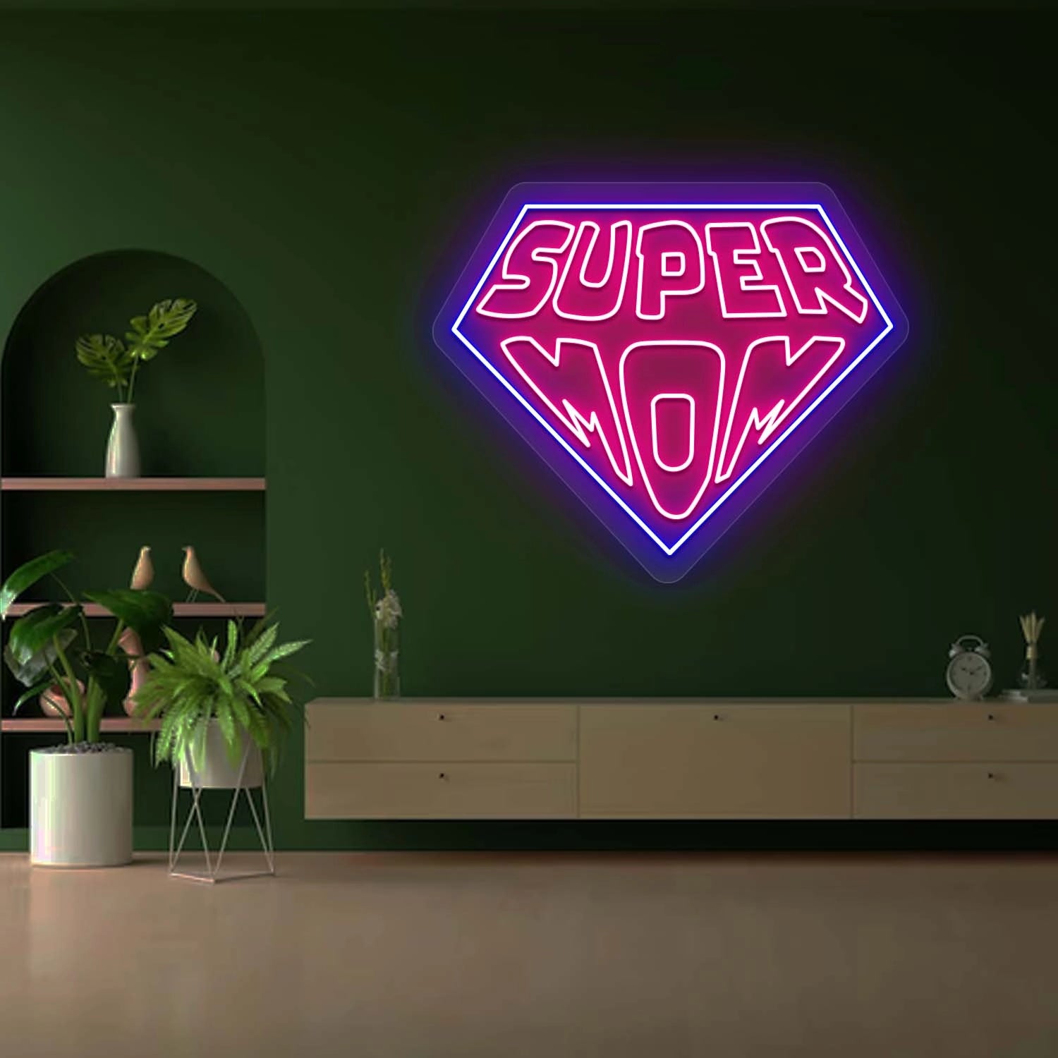 Super Mom Led Neon Sign | Pink 