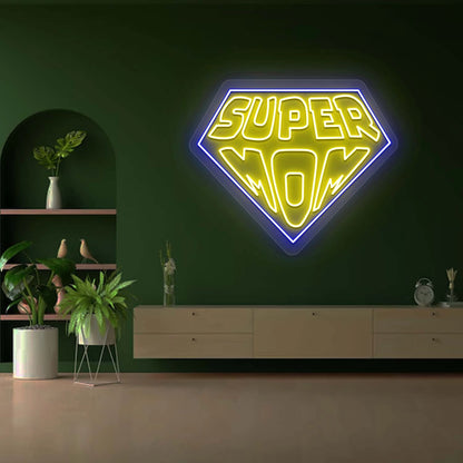 Super Mom Led Neon Sign | Yellow 