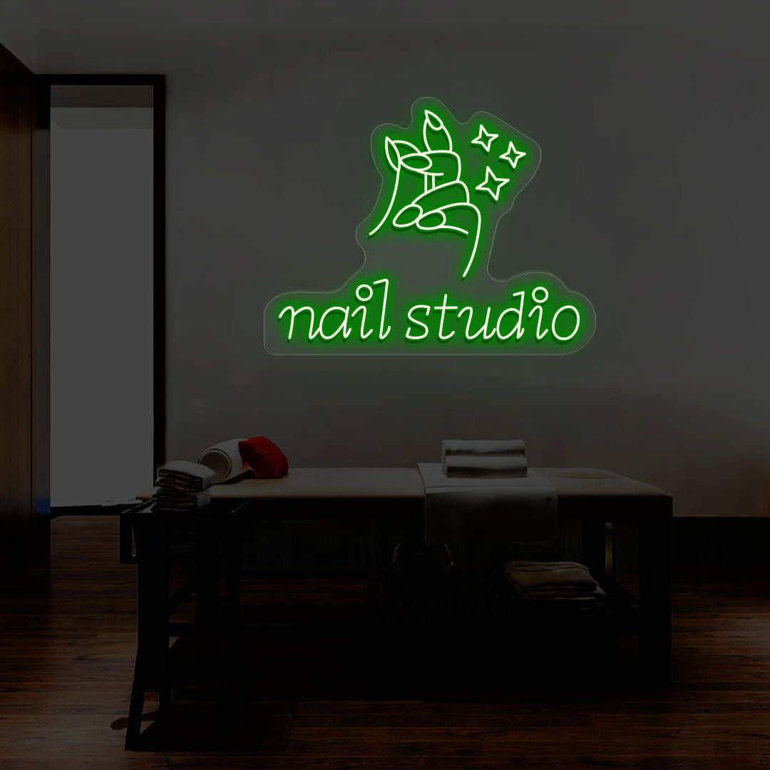 Nail Studio With Hand Neon Sign | CNUS014402 | Green