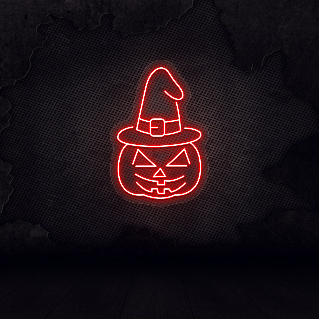Pumpkin With Hat Neon Sign | CNUS017960