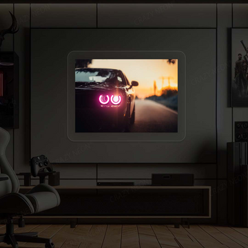 Challenger Headlight Neon Artwork | Pink