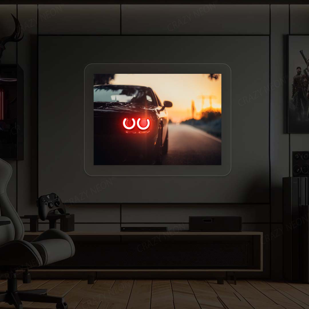 Challenger Headlight Neon Artwork | Red