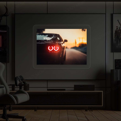 Challenger Headlight Neon Artwork | Red