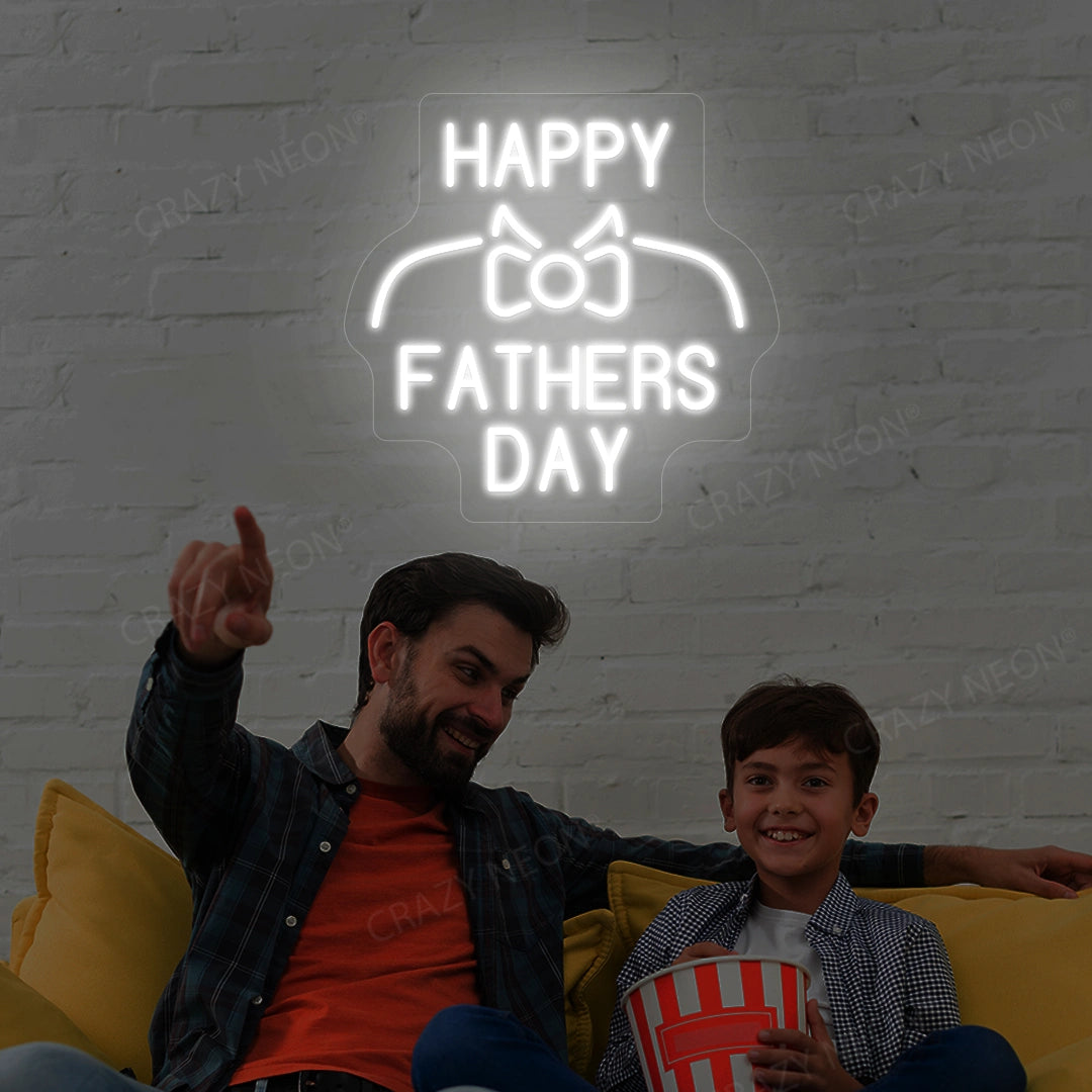 Happy Father's Day Neon Sign | White