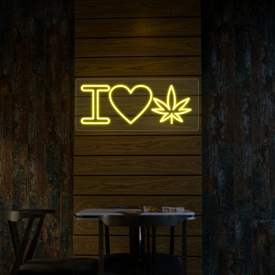 I Love Weed Neon Sign | yellow