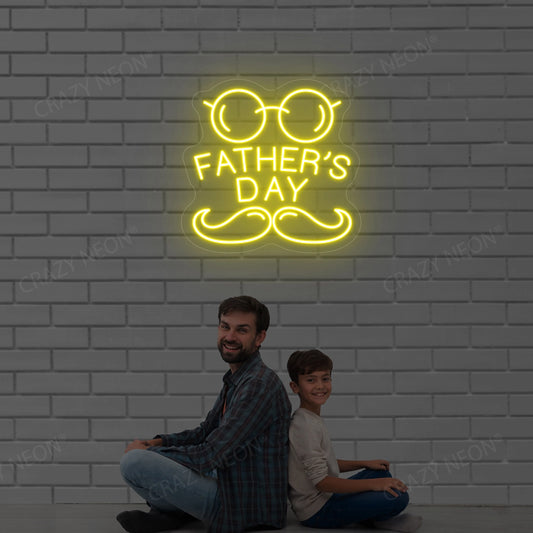 Specs With Moustache Neon Sign | Yellow