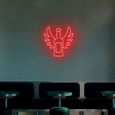 Beer Bottle With Wings Neon Sign | Red