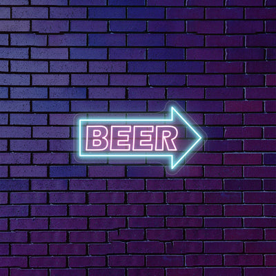 Beer Arrow Neon Sign | Multicolor | Purple