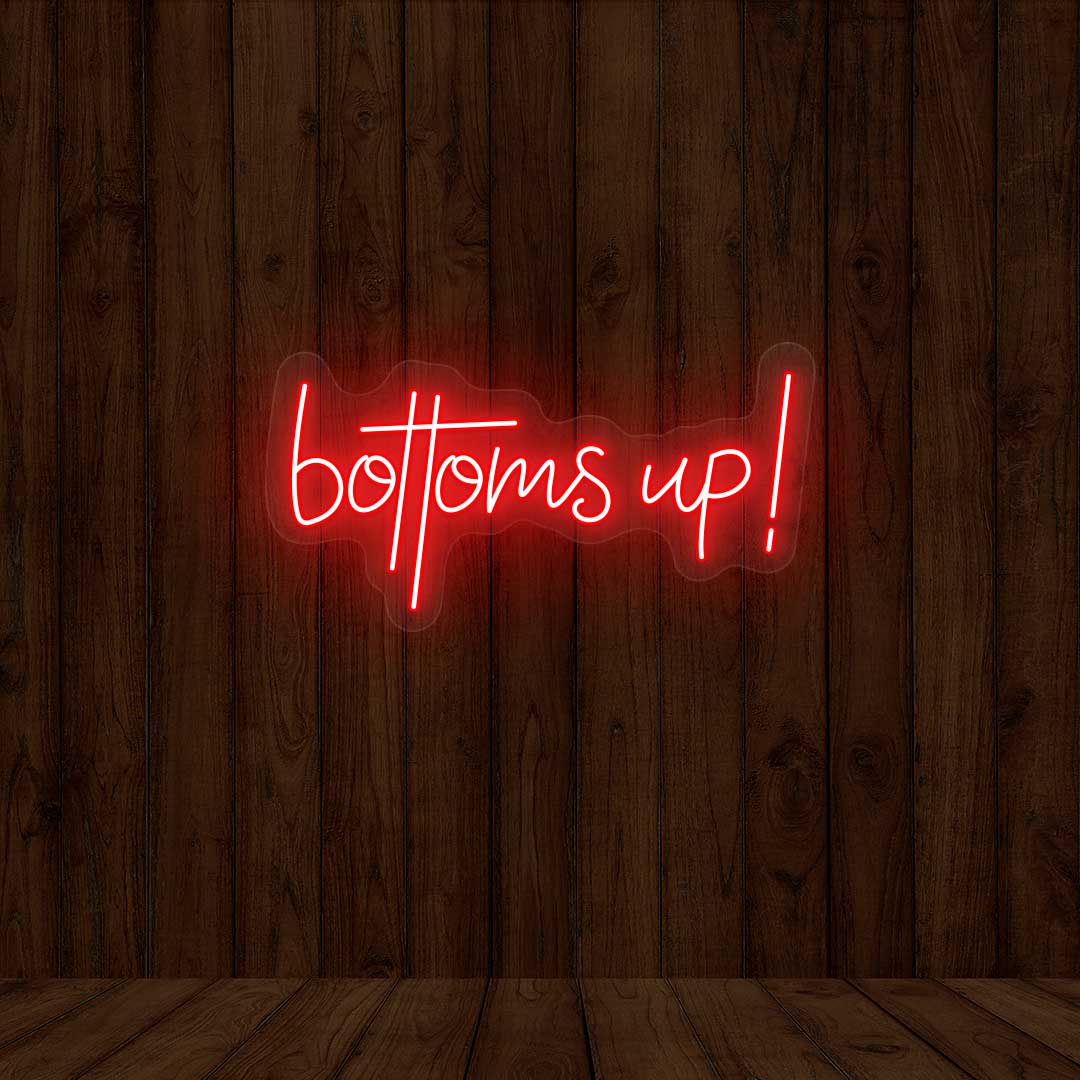Bottoms Up - Bar Neon Sign - CNUS000193 - Red