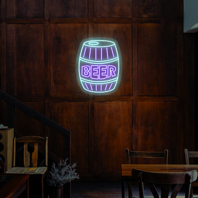 Beer Barrel Neon Sign | Multicolor | Purple