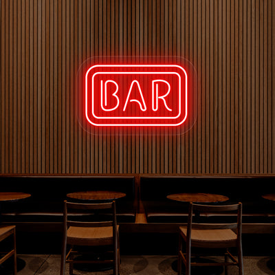 Rectangular Bar Neon Sign | Red