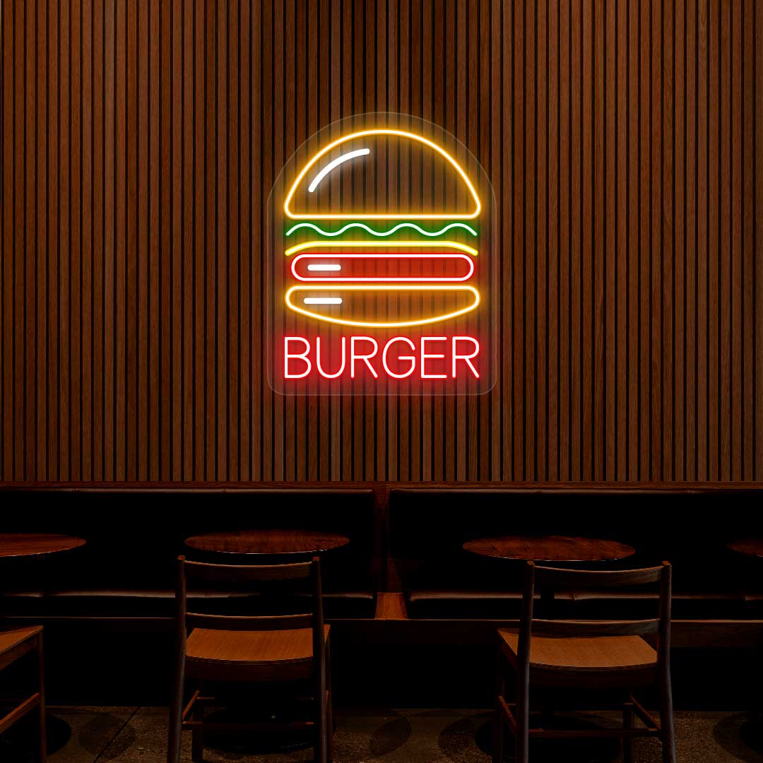 Burger Neon Sign - Multicolor | CNUS004100 | CRAZY NEON®