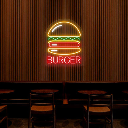 Burger Neon Sign - Multicolor