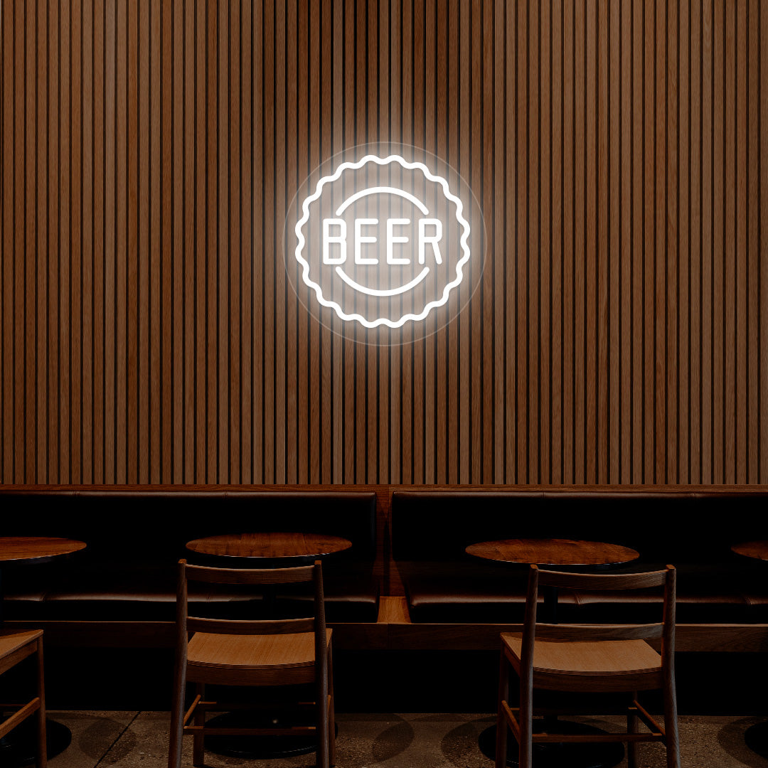 Beer Cap Neon Sign - CNUS000049 - White