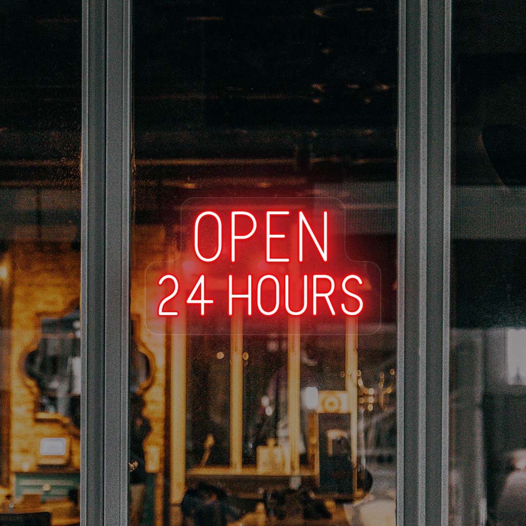 Open 24 Hours Neon Sign | CNUS000112 - Red