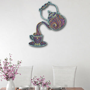 3D Tea Cup & Pot Mandala Art Wall Decor