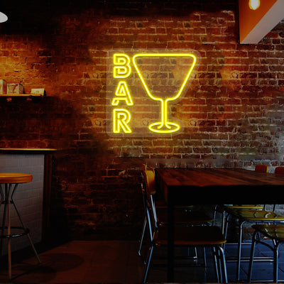 Bar And Glass Neon Sign | Yellow