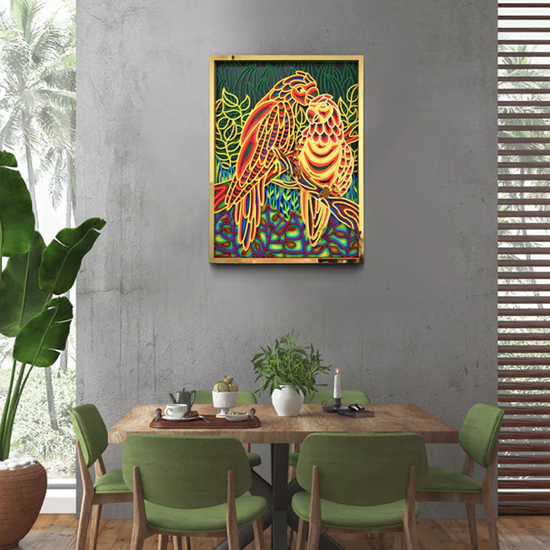 3D Love Parrots Mandala Art - CNUS000253