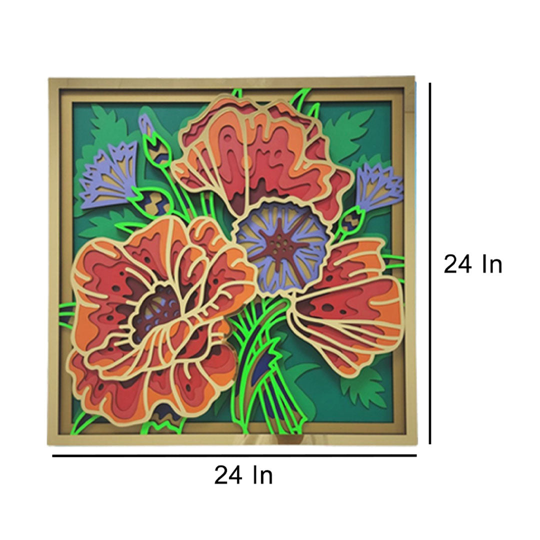 3D Cornflower And Poppies Mandala Art Wall Decor - CNUS000243