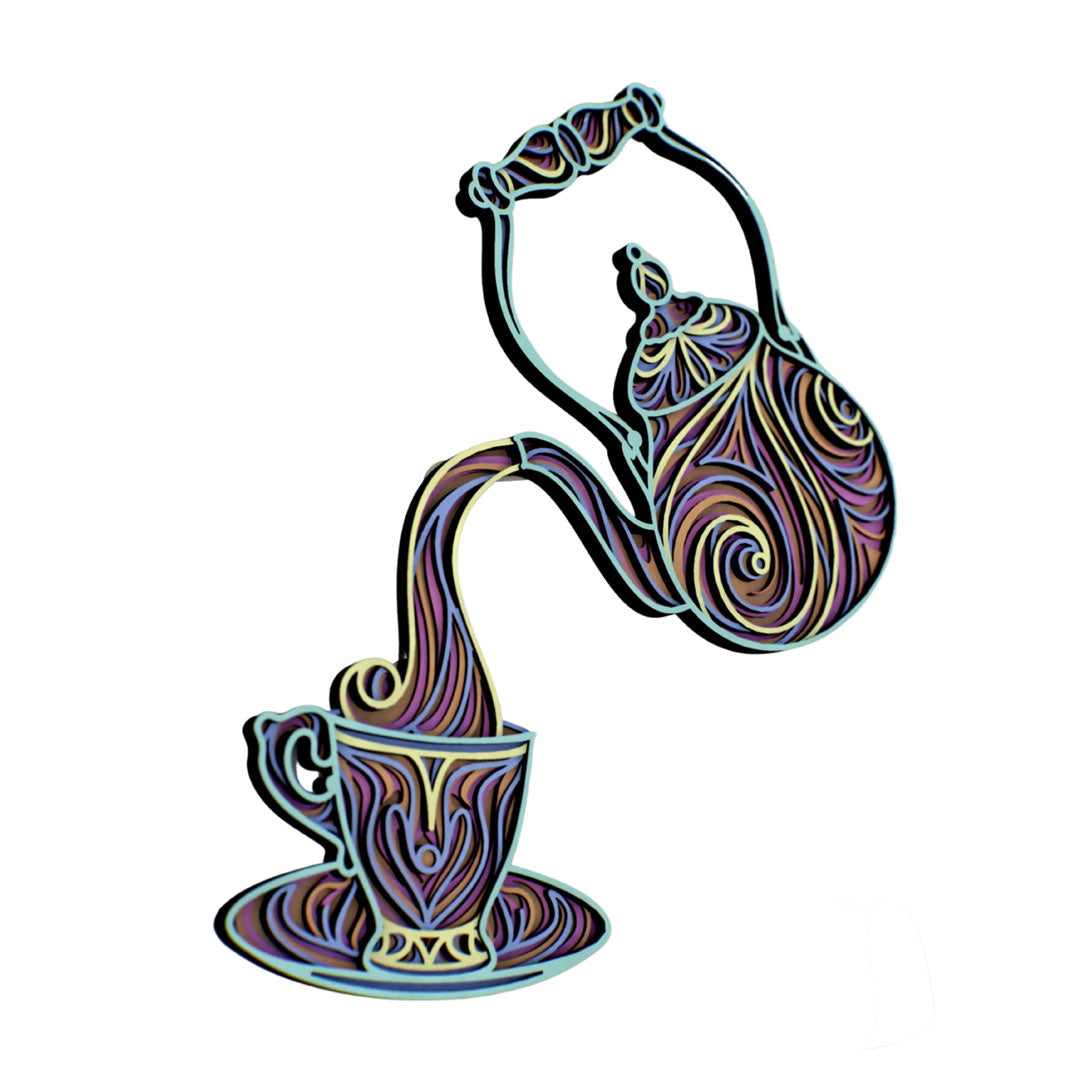 3D Tea Cup & Pot Mandala Art Wall Decor - CNUS000257