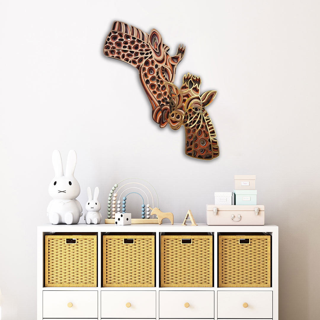 3D Giraffe Mom And Baby Mandala Art Wall Decor - CNUS000246